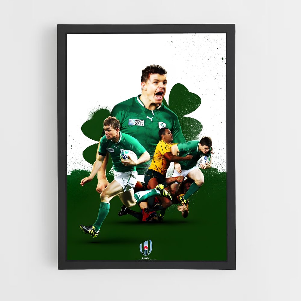 Poster Les Guerriers Émeraude – affiche Rugby (vue 2)